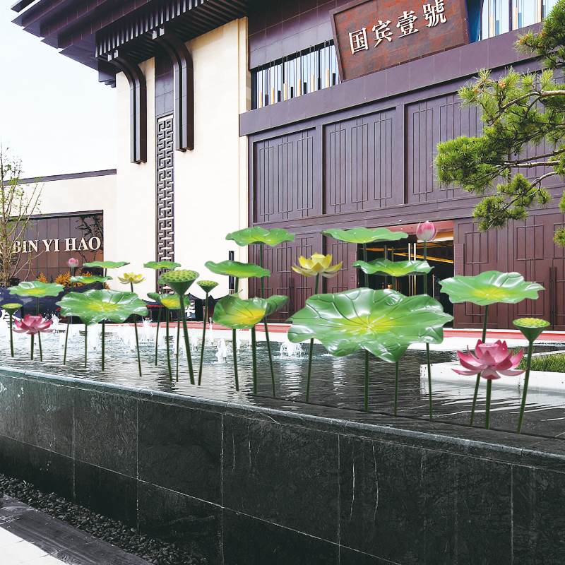 水池水景摆件金属莲花